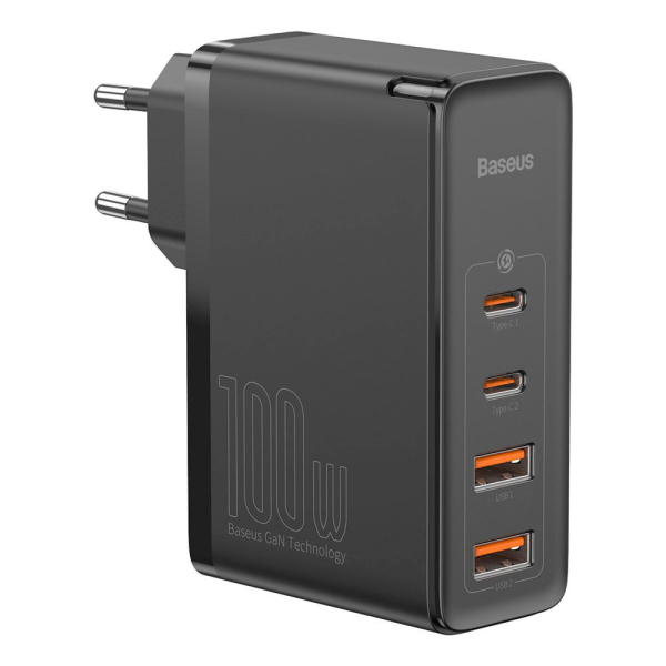 Купить Зарядное устройство Baseus GaN5 100W 2xUSB-C/2xUSB-A, с кабелем, черный